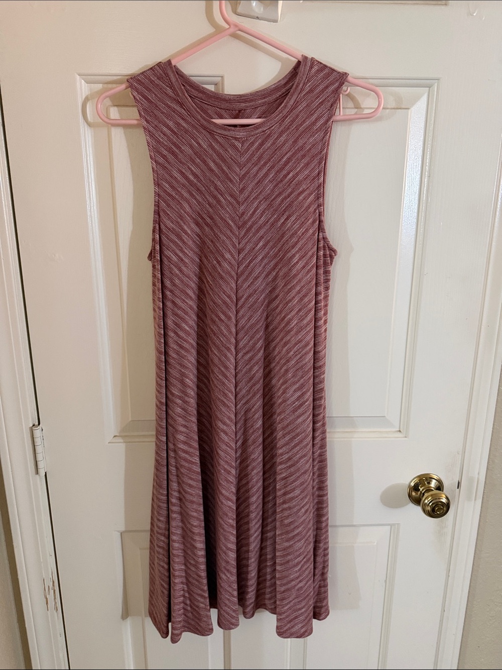 Sonoma Sleeveless Mauve Striped Swing Dress